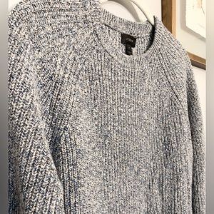 J Crew Knit Sweater, blue-grey and cream, Warm Sweater, Unisex